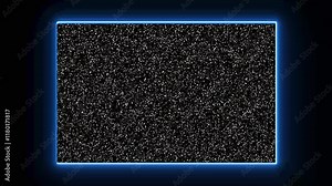 Digital display glitch with broken channel effect, TV static turning on/off and real analog noise in no signal animation.