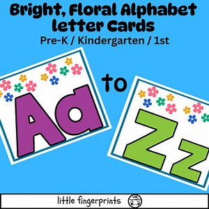 Bright and Floral Alphabet Letter Cards – A-Z Printable Decor for Classrooms