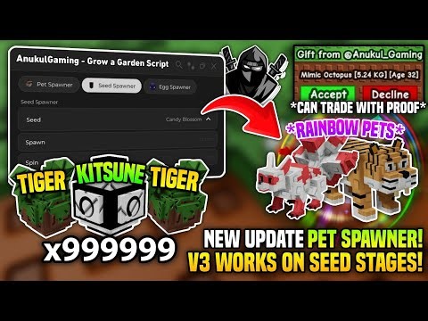 [🐿️] NEW PET SPAWNER! Grow a Garden 🌶️ Script! • No Key 🔥 *UNPATCHED* ✅ 100% Work 🌈 - Anukul Hub V5