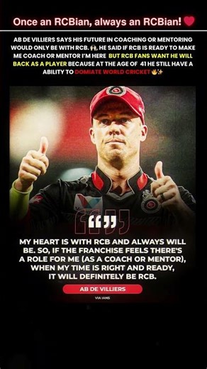 "AB de Villiers proves once again that his heart beats only for RCB ❤️