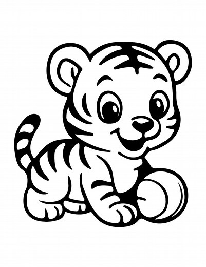 Baby Tiger Coloring Pages for Kids | Cute Animal Sheets | Printable Jungle Coloring Book - Etsy