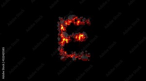 crystal font - letter E of shining dark magmatic rocks, isolated - loop video