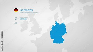 Animated infographics map with country's flag and profile. Mexico