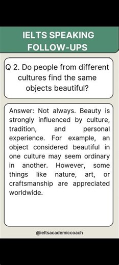 IELTS Speaking Follow-Up | What Makes an Object Beautiful? (Part 1)