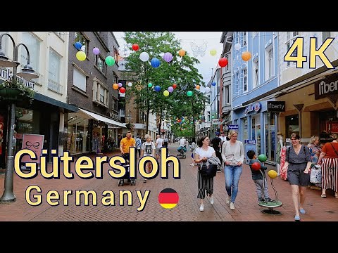 Gütersloh Germany, Walking tour in Gütersloh NRW 4k 60fps