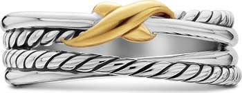 David Yurman X Crossover Band Ring in Sterling Silver with 18K Yellow Gold, 6mm | Nordstrom