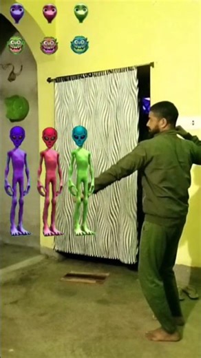 red, green, purple alien dancing and deepu sakha Correct headmatching gameMagical video #funny