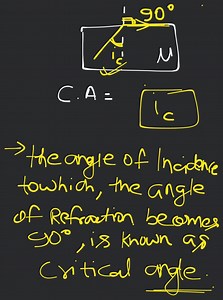 Define critical angle and total internal reflection. Derive rel... | Filo