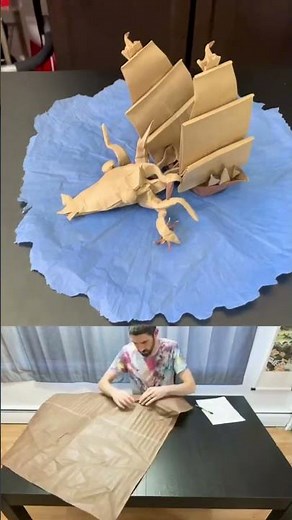 Attack of the Kraken origami - one square, no cuts