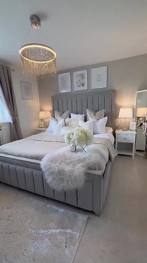 Luxury Bedroom Decor Ideas with Grey Headboard