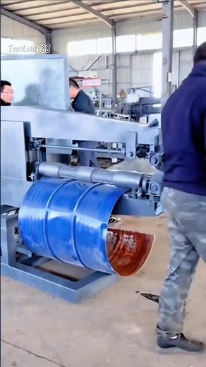 Watch a Drum Turn Into Flat Sheet Metal in Seconds #metalforming #recycling #factory