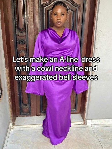 A-Line Dress Tutorial with Cowl Neckline and Bell Sleeves
