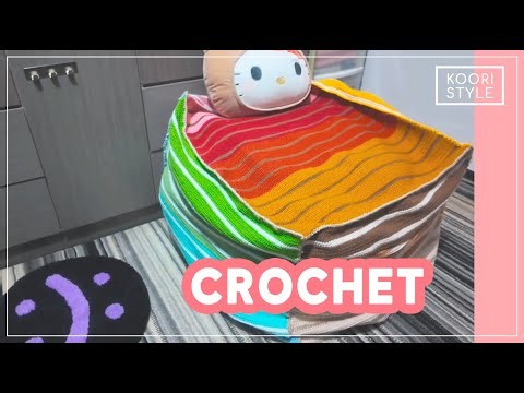 Crocheting a Bean Bag Chair for Storage: Using All My Yarn Stash 🧶✨ •ᴗ•