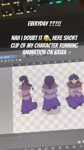 My godot game characer running animation on Krita #krita #gamedev #godot #2d #animation #devlog