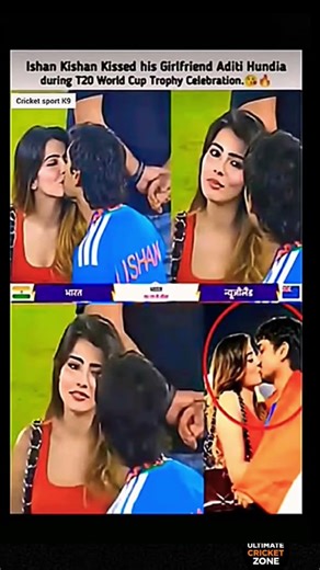 Ishan Kishan Kissed his Girlfriend AditiHundia T20 World Cup Trophyl #t20wc #final #shorts#yt