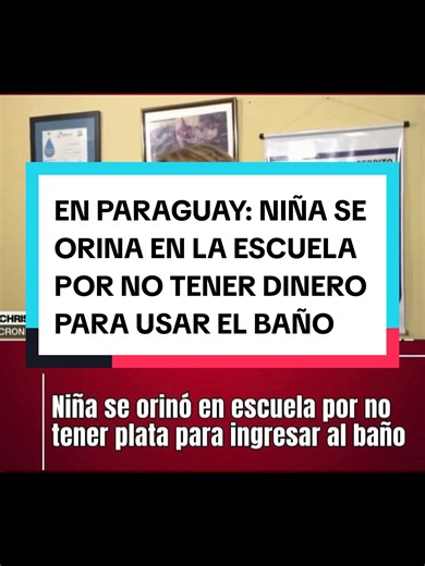 🚨 ESCÁNDALO EN PARAGUAY: NIÑA SE ORINA EN LA ESCUELA POR NO TENER DINERO PARA USAR EL BAÑO Un hecho que ha causado indignación en la comunidad educativa ocurrió en la Escuela Básica N.° 3222 Cerrito, ubicada en la ciudad de Ñemby, Paraguay, donde una niña terminó orinándose dentro del plantel por no tener dinero para ingresar al baño. Según las denuncias, en la institución se estaba cobrando dinero a los estudiantes para permitirles usar los sanitarios, una situación que ha generado fuertes crí