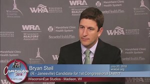 Watch the clip. Bryan Steil supports repealing and replacing the Affordable Care Act, just like Paul Ryan did. Corporate lawyers like Bryan might not care whether those of us with pre-existing conditions get healthcare, but I sure do. | Randy Bryce
