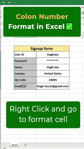 Colon Format in Excel