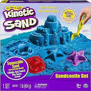 Kinetic Sand - Sandcastle Set with 1lb of Kinetic Sand and Tools and Molds (Color May Vary)