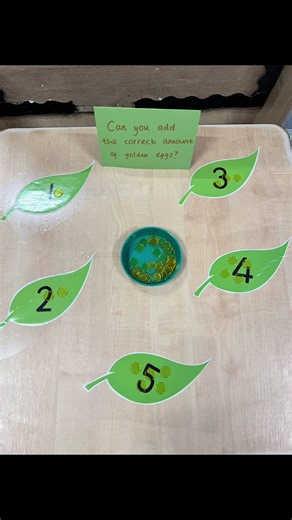 The last of our Jack and the Beanstalk themed set ups 🍃 A simple number recognition and counting activity 🔢✨ Leaf templates available to download on my tes :) #teachersoftiktok #eyfs #earlyyears #teachertok #fypシ