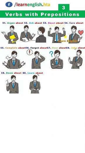 100 Verbs with Prepositions 3 #englishgrammar