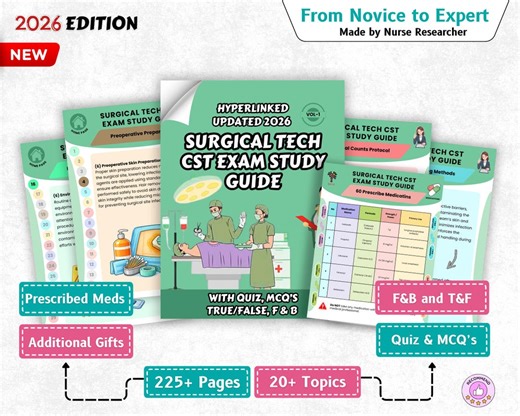 Surgical Tech CST Exam Study Guide 2026, True & False, F/B and Quiz Hyperlinked (PDF) - Etsy