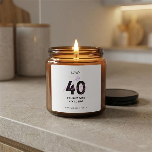 40th Birthday Scented Candle, Polished With A Wild Side, Forty and Fabulous Gift, Milestone Celebration, Unique Party Favor - Etsy