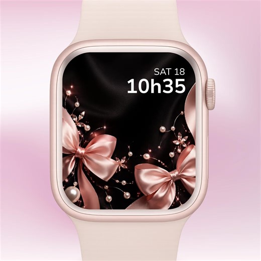 Feminine Apple Watch Wallpaper Black & Pink Watch Face Coquette Aesthetic Digital Background Minimalist Women, Smart Watch Background JPG - Etsy