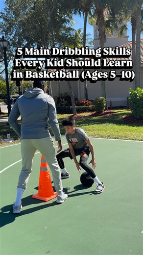 Youth Basketball Training | Next Gen Hoops on Instagram: "5 Main Dribbling Skills Every Kid Should Learn in Basketball (Ages 5–10) At this age, basketball isn’t about plays or shooting form. It’s about learning how to control the ball while moving. These are the foundations. ⸻ 1. Basketball Dribbling While Running Kids need to learn how to: • Dribble and move forward • Dribble without stopping • Keep the ball in front while running This builds comfort moving with the ball instead of picking it u