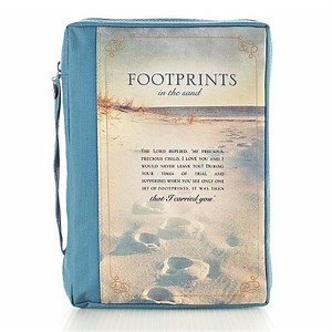 Footprints Bible Cover, Canvas, X-Large