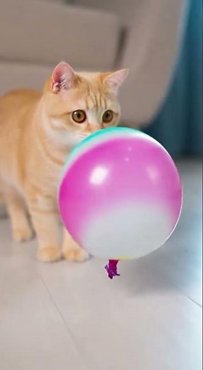 Cat Blows Balloon… And Explodes Into an Egg 😂🎈