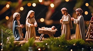 Nativity scene. Bethlehem. Nativity scene at Christmas.