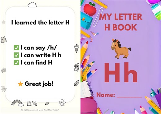 Letter H Mini Book | Preschool Phonics Worksheet (PDF Download) - Etsy