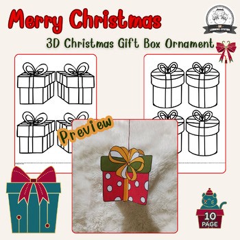 3D Christmas Gift Box Ornament | Cut & Assemble Hanging Craft for Kids