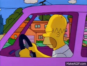 Homer falls asleep while driving on Make a GIF