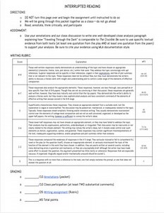 Interrupted Reading "Traveling through the Dark" and The Crucible