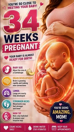 34 Weeks Pregnant: Baby Growth, Baby Movements & Pregnancy Symptoms | Week by Week Pregnancy 👶
