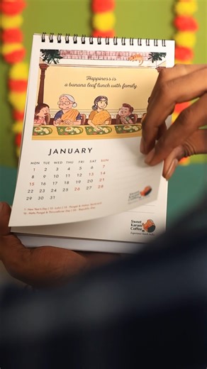 7.1K views · 33 reactions | "Experience daily joy with the SKC Happiness Calendar 2024. Stay motivated and inspired all year long with this unique calendar filled with uplifting messages and beautiful designs. Start your days with positivity and spread happiness wherever you go. Say yes to happiness!"拾 #ExperienceSouthIndia #NewYearGifiting #GiftBox #Calendar2024 #Calendar | sweetkaramcoffee.in | Facebook