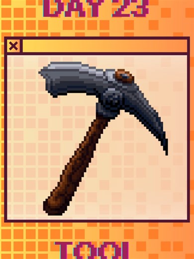 Pixeltober 2025 - Day 23: Tool ⛏️ Today’s theme was “Tool,” and I went with a pickaxe, a simple, practical object that fits perfectly after yesterday’s rock. I kept it classic, with a wooden handle and a metallic head, but added a little emblem in the center to make it feel handmade. #pixelart #aseprite #artchallenge #pixelartist #pixels #fyppppppppppppp