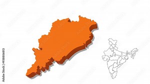 India Map Showing Odisha State in Detail