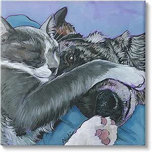 Stupell Industries Cat & Dog Sleeping Canvas Wall Art by Nadi Spencer