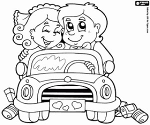 Just married couple coloring page printable game
