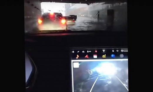 Tesla Model S floats well enough to act as a boat – video