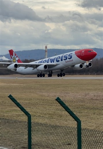 Edelweiss A340 Take-Off on Runway 32 at Zurich Airport #planespotting #zurichairport #edelweiss #a340 #fyp