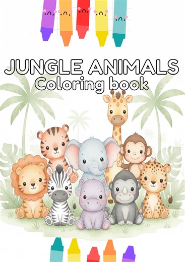 Jungle Animals Coloring Pages for Toddlers, Safari Animal Printable Activity PDF - Etsy