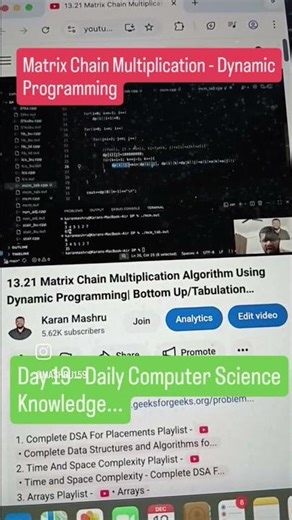 Matrix Chain Multiplication Using Dynamic Programming Tabulation #shorts #faang #maang #dsa