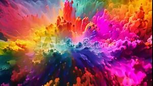 A vibrant and vivid image capturing a multicolored depiction of a mans face, showcasing a stunning blend of colors, A vivid eruption of colors from a central point dispersing outward, AI Generated