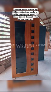 Custom made 100cm by 210cm maindoor made of solid mahogany wood in dual color finish for ma'am Evelyn. 💯👌 #solidwoodmahogany #SolidMahogany #woodwork #carpentryskills #woodworking #carpentrywork #customizedfurniture #mahoganyfurniture #maindoor #doors #bedroomdoor #custommadefurniture #kitchendoors #maindoordesign | Galon Furniture & Design