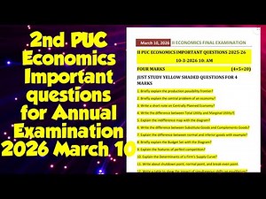 2nd PUC Economics important questions 2026 Annual Examination