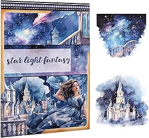 Pre-Cut Galaxy Sticker for Journaling, PET Washi Paper Collage Book, 20 Sheets Star Space Fantasy Planner Decals Scrapbook Junk Journal Supplies